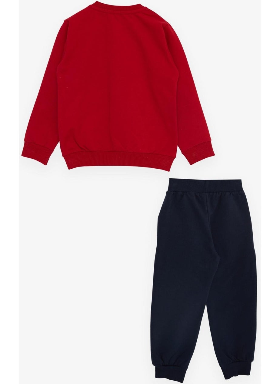 Girls & Boys Baby Boy Tracksuit Set with Bicycle Happy Puppy Printed 9 Months-3 Years, Red