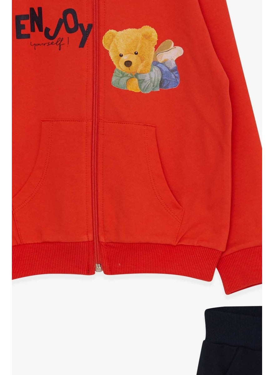Boy's Tracksuit Set, Teddy Bear Printed, Age 1.5-5, Orange