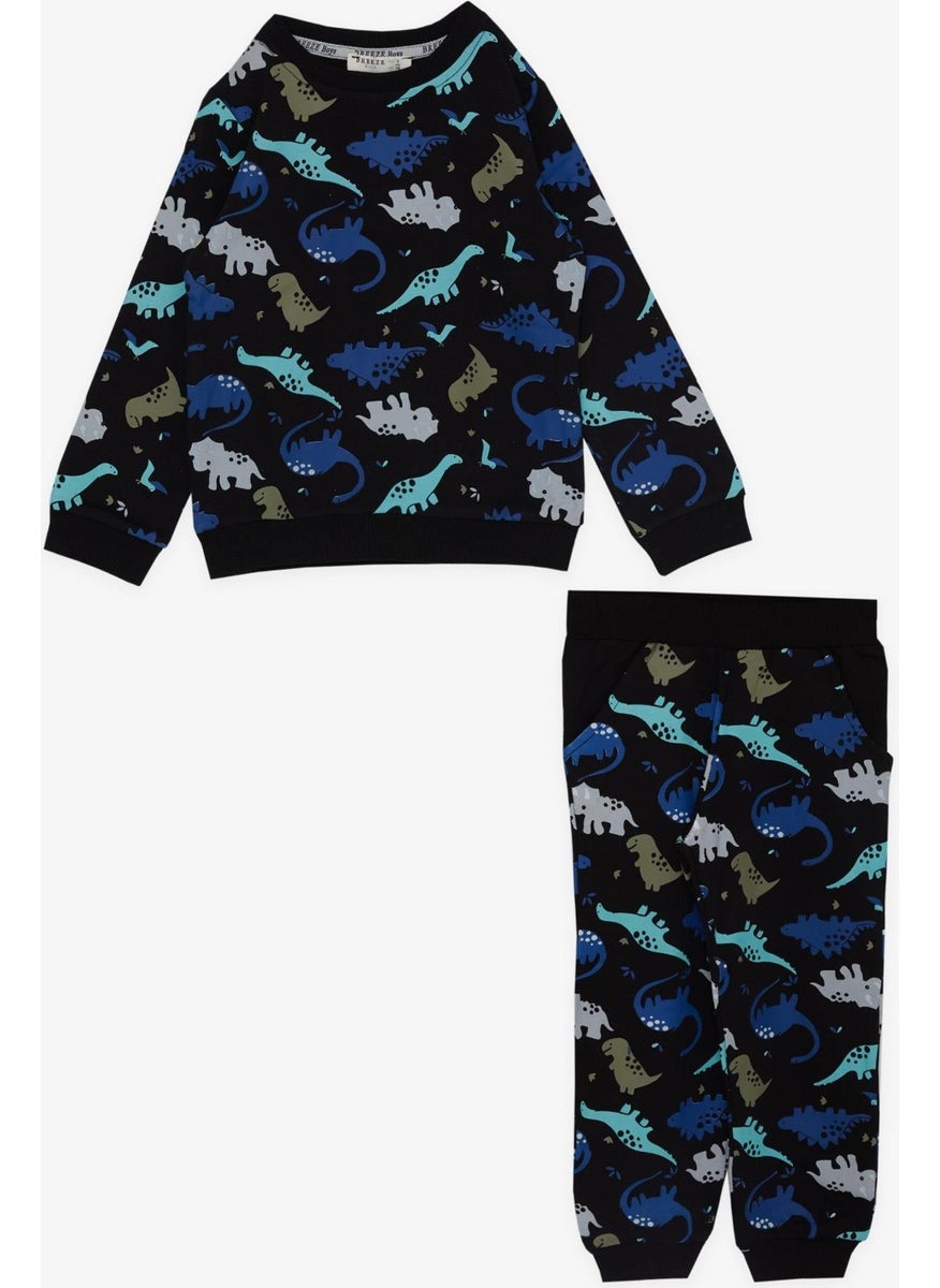 Girls & Boys Boys Tracksuit Set Dinosaur Patterned 1-4 Years, Black