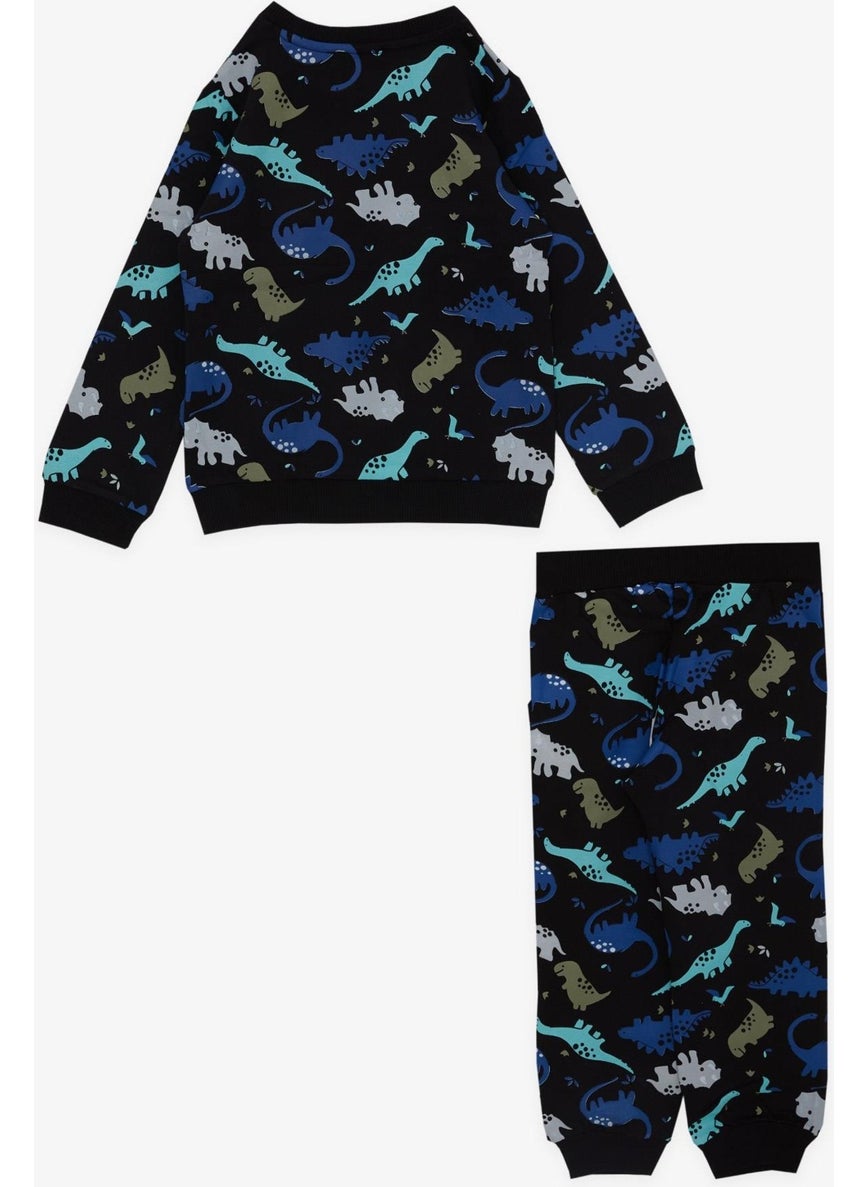Girls & Boys Boys Tracksuit Set Dinosaur Patterned 1-4 Years, Black