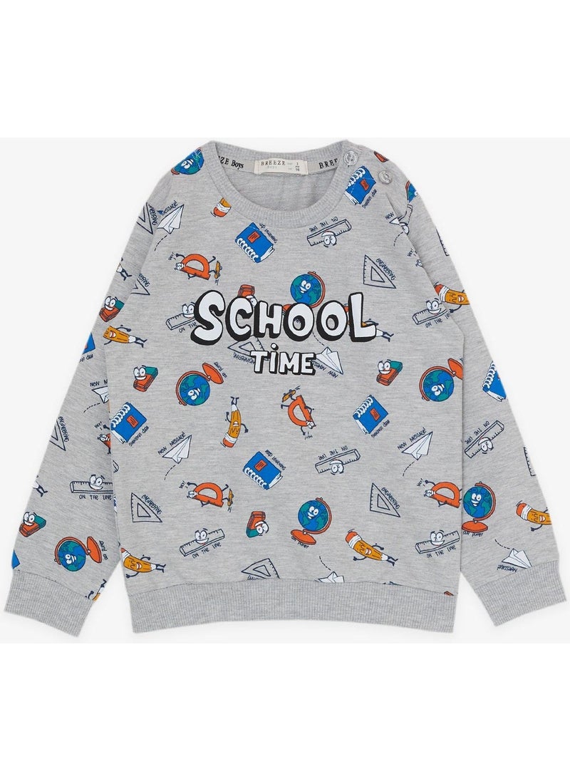 Girls & Boys Boys Tracksuit Set, School Theme, 1.5-5 Years, Gray Melange