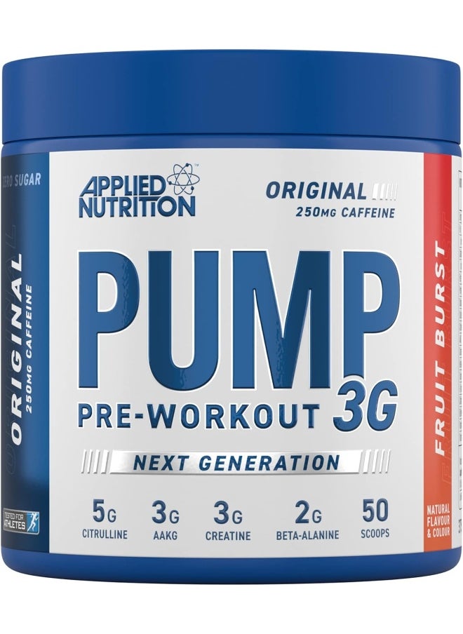 Pump 3G Pre Workout Energy Focus And Performance 375G 25 Servings Fruit Burst