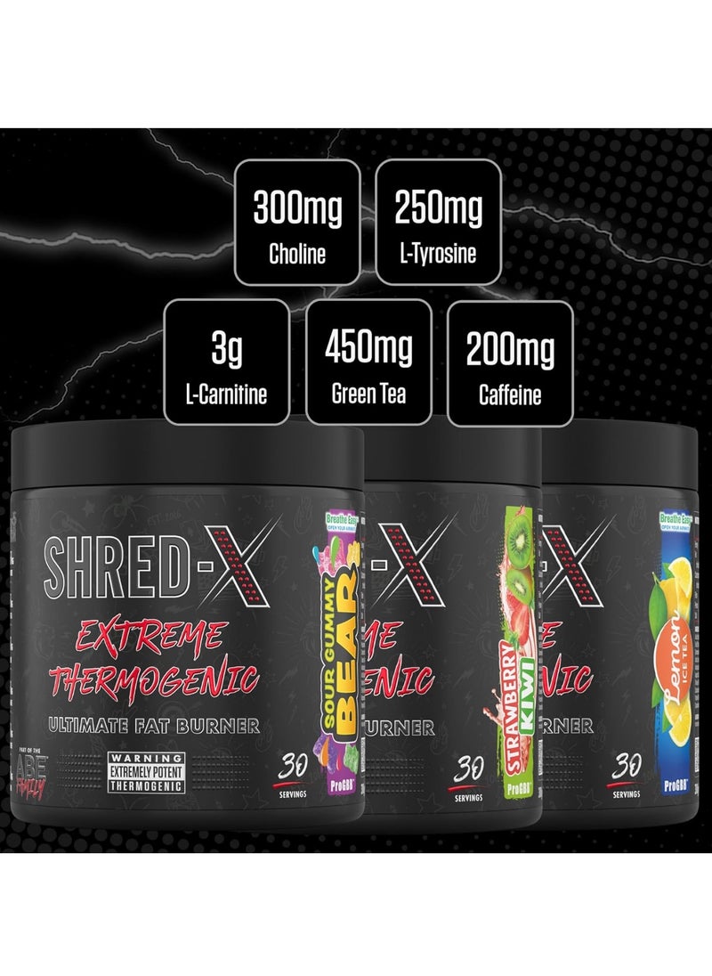 SHRED-X EXTREME THERMOGENIC POWDER 300G LEMON ICE TEA, 30 SERVINGS