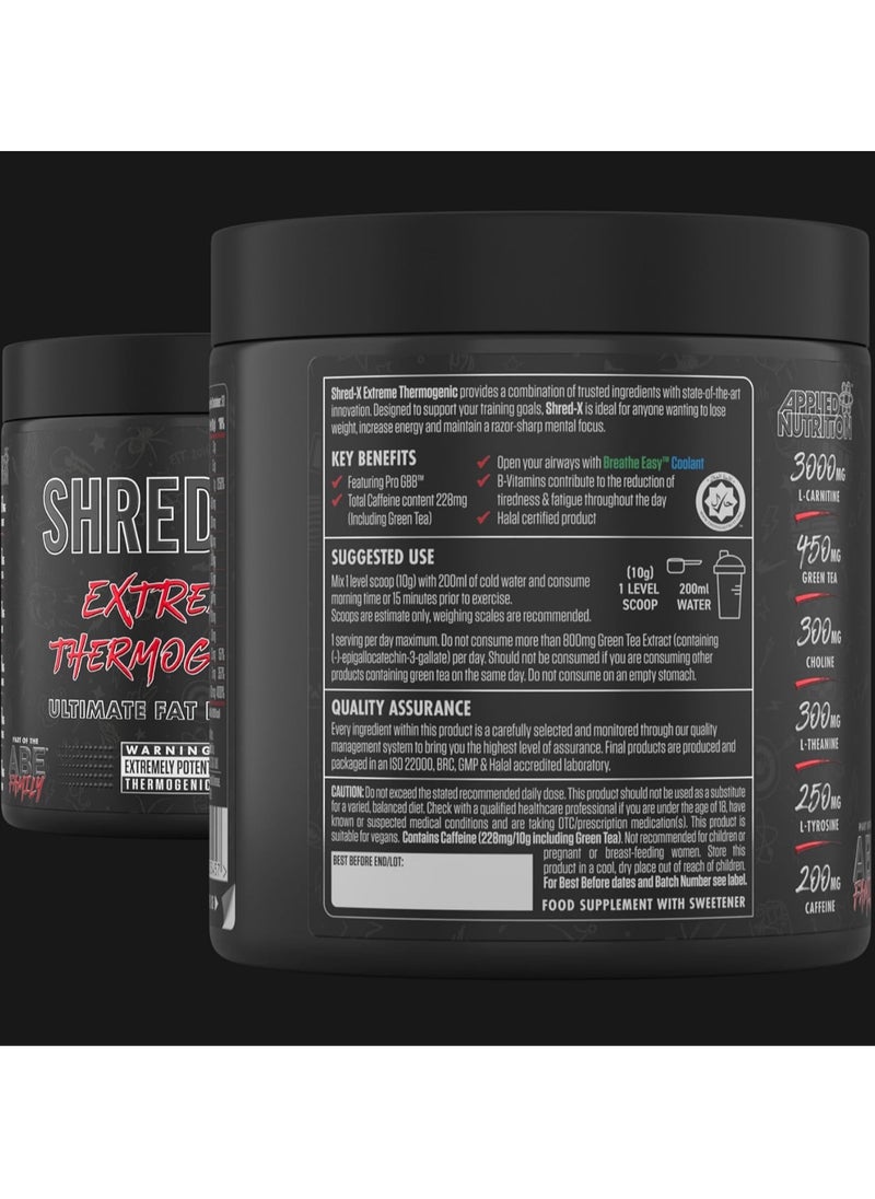 SHRED-X EXTREME THERMOGENIC POWDER 300G LEMON ICE TEA, 30 SERVINGS