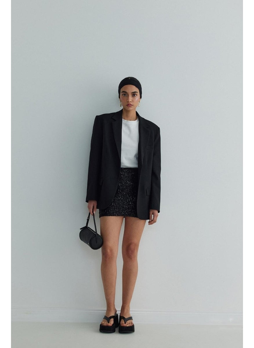 Saud Collection Black Gabriel Linen Blazer Jacket