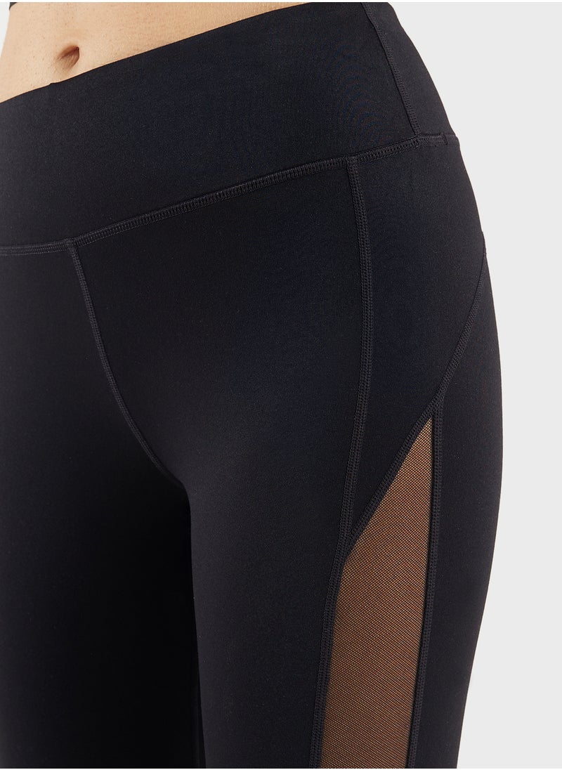 Mesh Side Pannel Cropped Leggings