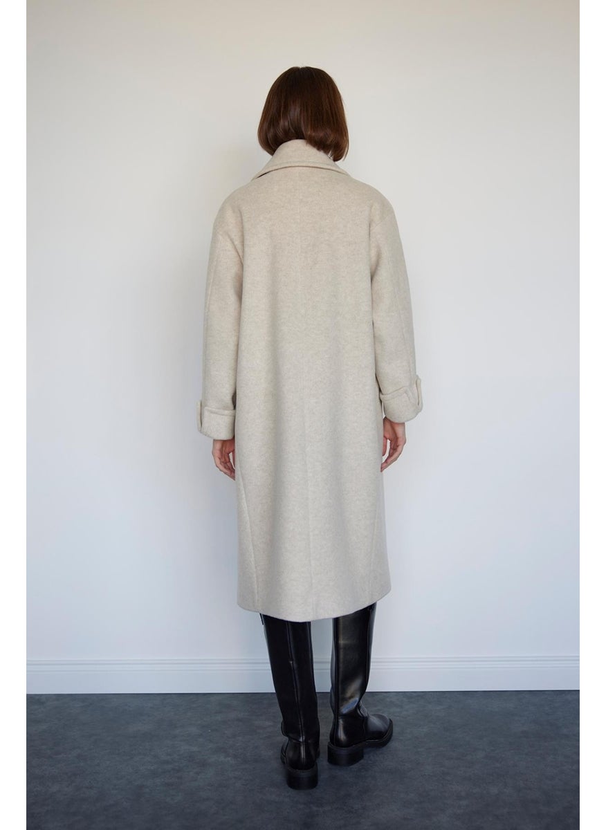 Cream Kane Cuffed Maxi Coat