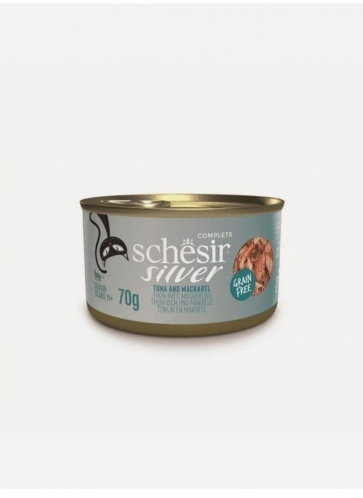 Schesir, Silver Senior Cat Wholefood - Tuna And Mackerel - 70g X 12Cans in 1BOX