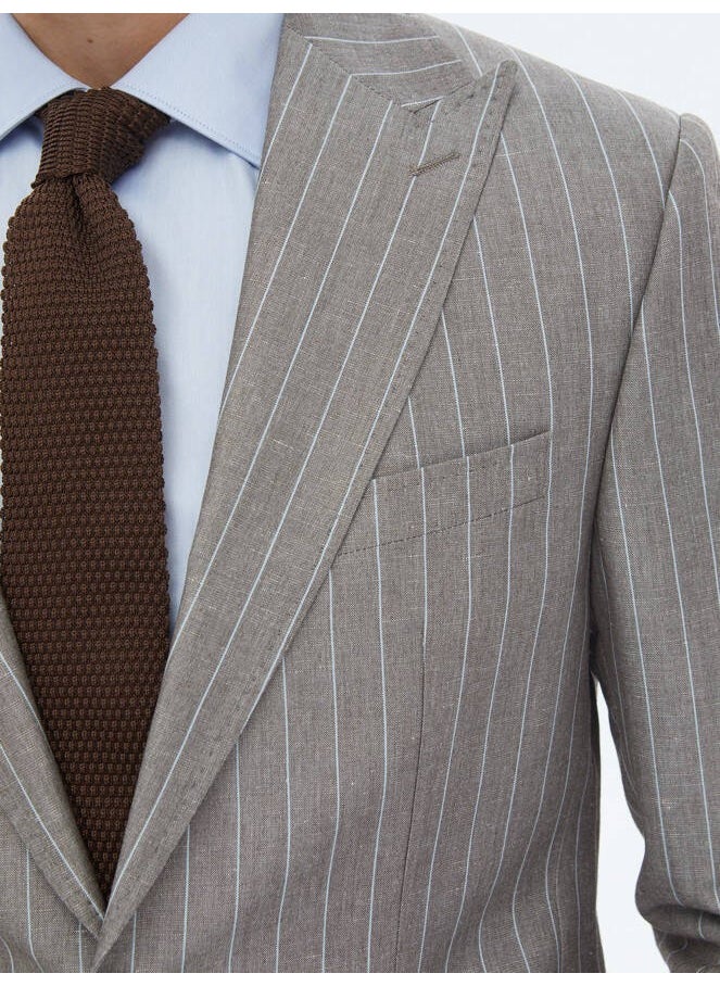 Mink Striped Modern Fit Linen Blend Suit