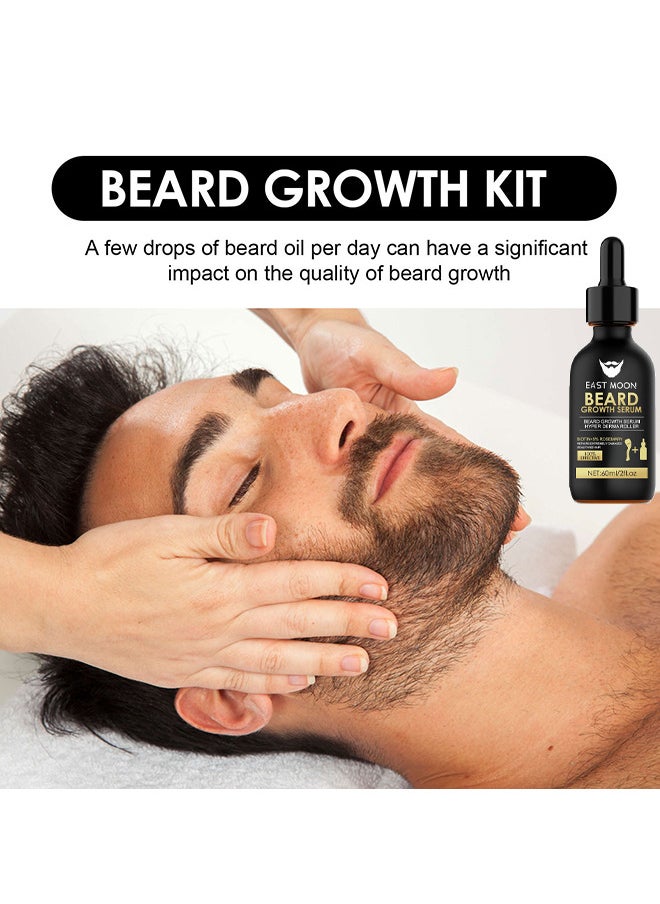 Beard Growth Serum Hyper Derma Roller, Men Rosemary Oil Moustache Growth Enhancer ​Anti Hair Loss Care Serum With Beard Rolle 60ML