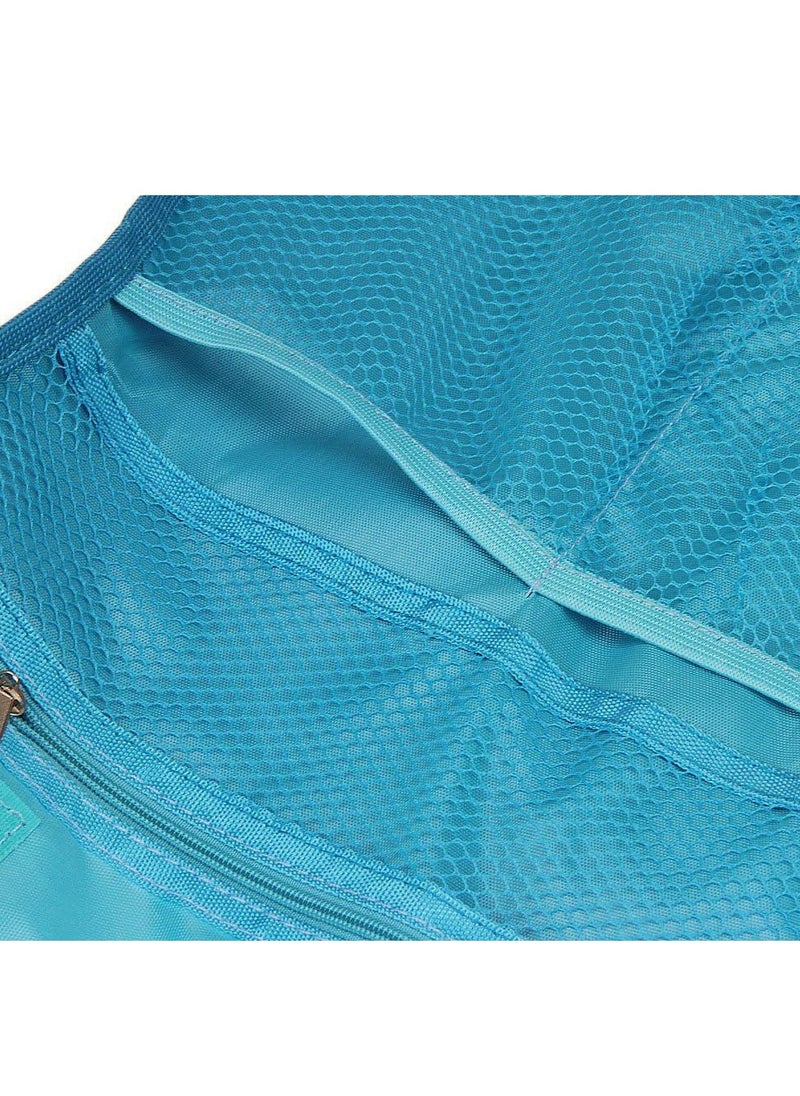 Waterproof Spacious Portable Travel Storage Bags Multiple Pockets Large Capacity Folding Toiletry Bags Organizer Outdoor/Home Makeup Cosmetic Bags with Flexible Hanging Hook (Blue)