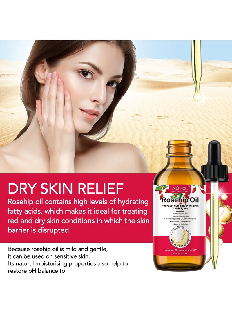 Aliver Rosehip Oil For Face, Hair & Body