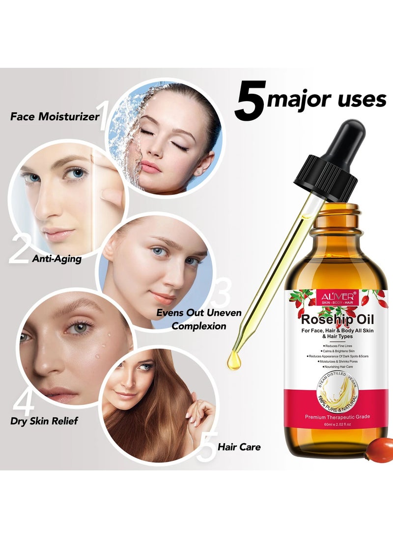 Aliver Rosehip Oil For Face, Hair & Body