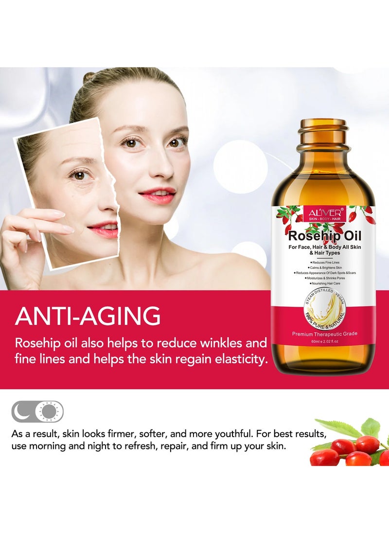 Aliver Rosehip Oil For Face, Hair & Body