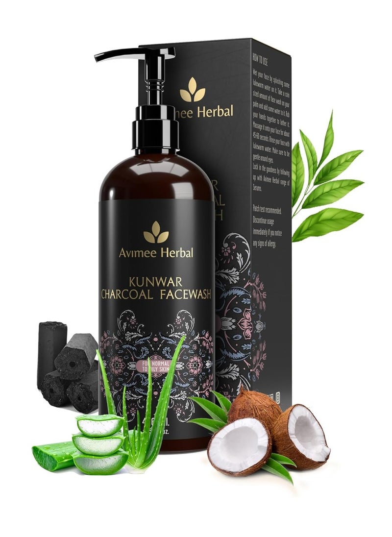 Kunwar Charcoal Face Wash - For Oil and Dust Free Skin - Deep Cleaning With Activated Charcoal and Neem Extracts - 400 ml