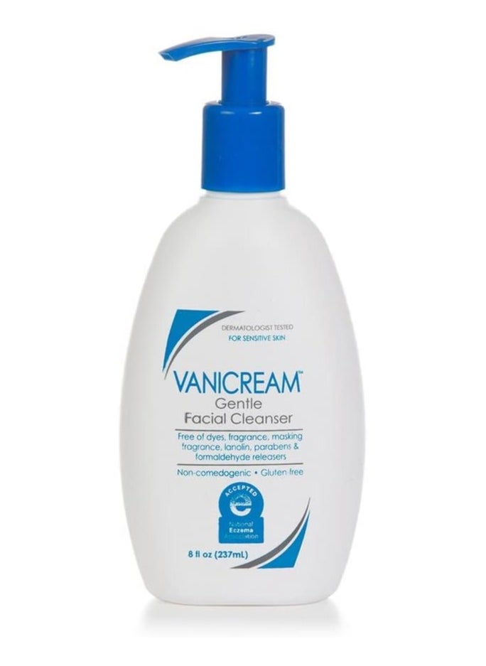 Vanicream Gentle Facial Cleanser for sensitive skin with pump dispenser - dye free, fragrance free, preservative free - oil free and non comedogenic - dermatologist d - 8 ounce