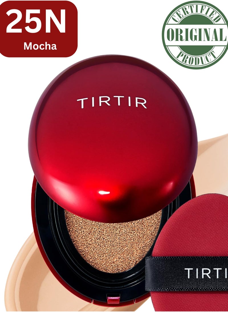 TIRTIR Mask Fit 25N Mocha Red Cushion Foundation | Japan's No.1 Choice for Glass skin, Long-Lasting, Lightweight, Buildable Coverage, Semi-Matte