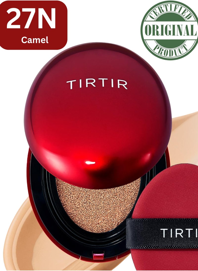 TIRTIR Mask Fit 27N Camel Red Cushion Foundation | Full coverage, Weighless, Skin fit, Satin Glow Finish, Korean cushion foundation