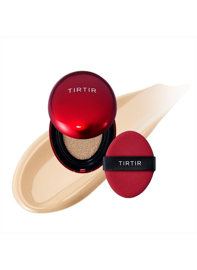 [*Mini Size*] TIRTIR Mask Fit Red Cushion Foundation | Full coverage, Weighless, Skin fit, Satin Glow Finish, Korean cushion foundation (#21W Natural Ivory, 0.15 Fl Oz)