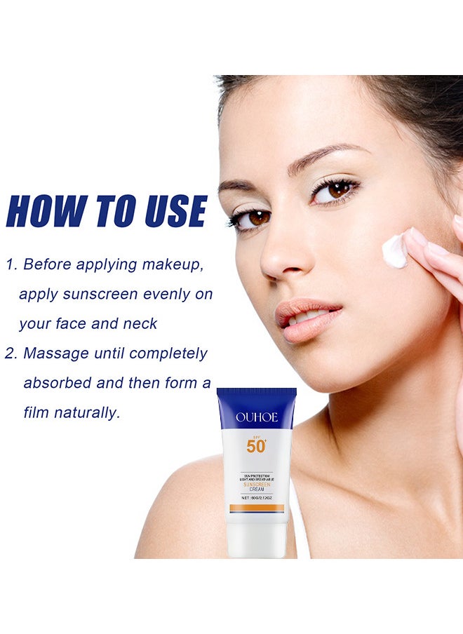 Ehd Sunscreen Cream, Moisturizer Sunscreen For Face SPF 50+, Fast Absorption And No Sticky Even Skin Tone UV Sunscreen, Refreshing Protective Physical Chemical Sunblock, 60G