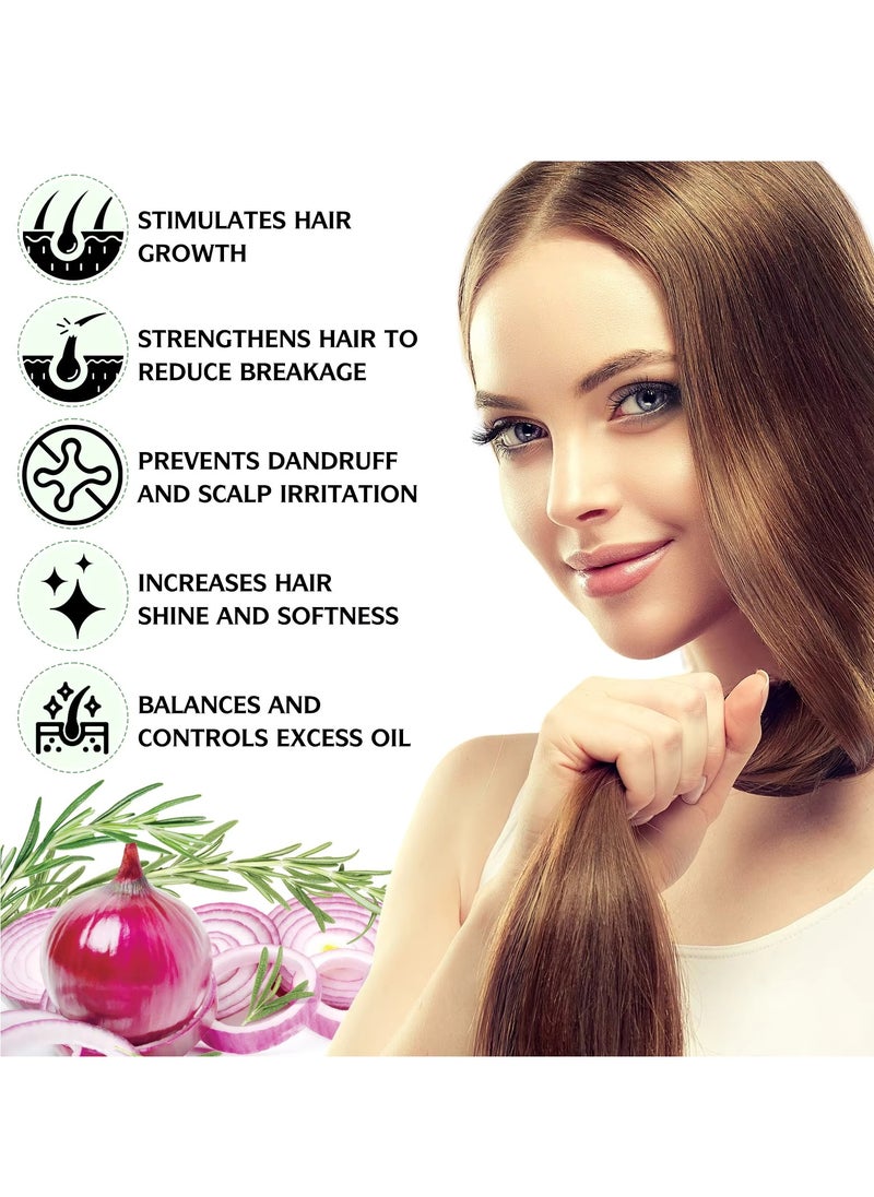 250ml Onion Rosemary Hair Shampoo with Biotin for Hair Growth Repairs Dry Damaged Hair Activates Hair Follicles Scalp Treatment Onion and Rosemary Hair Shampoo for Hair Regrowth