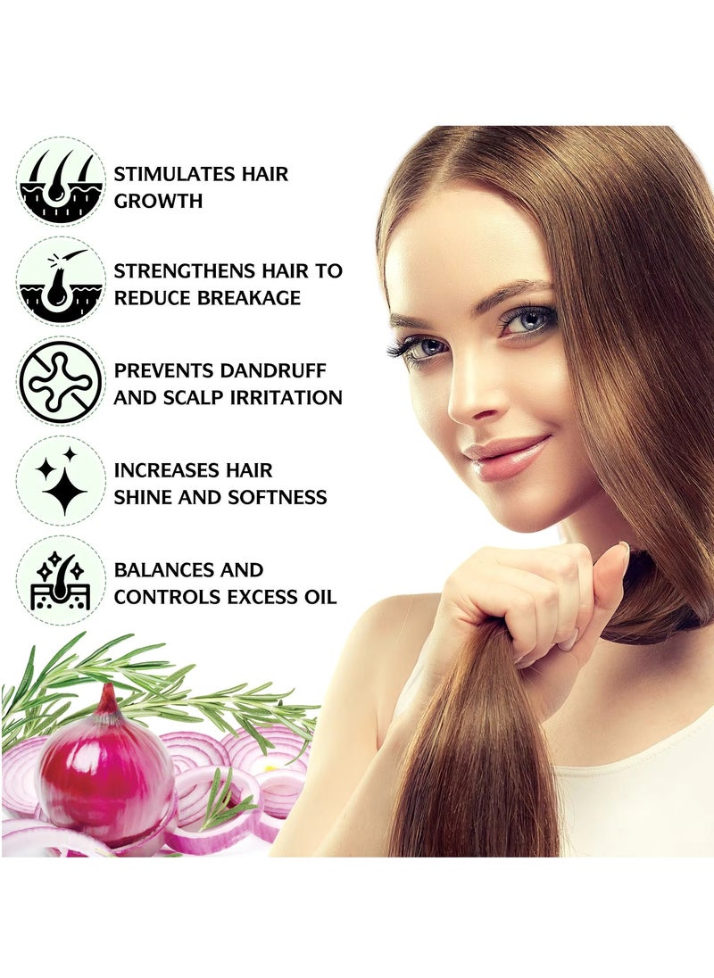 250ml Onion Rosemary Hair Shampoo with Biotin for Hair Growth Repairs Dry Damaged Hair Activates Hair Follicles Scalp Treatment Onion and Rosemary Hair Shampoo for Hair Regrowth