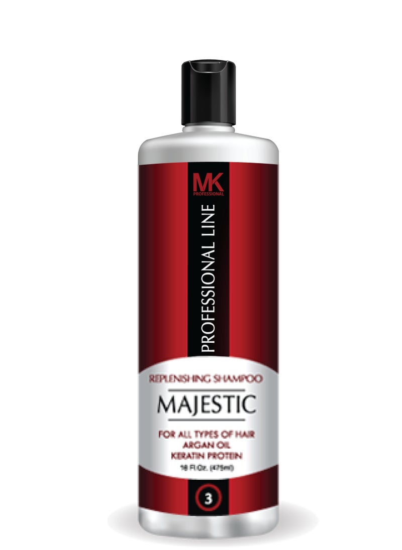 Majestic Keratin Replenishing All Hairs Shampoo with Argan oil for Women, 475ml