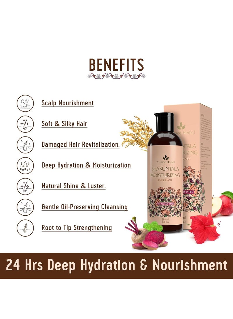 Shakuntala Moisturizing Hair Shampoo With Hyaluronic Acid - 24 Hrs Deep Hydration and Nourishment - For Men and Women - 200 mL