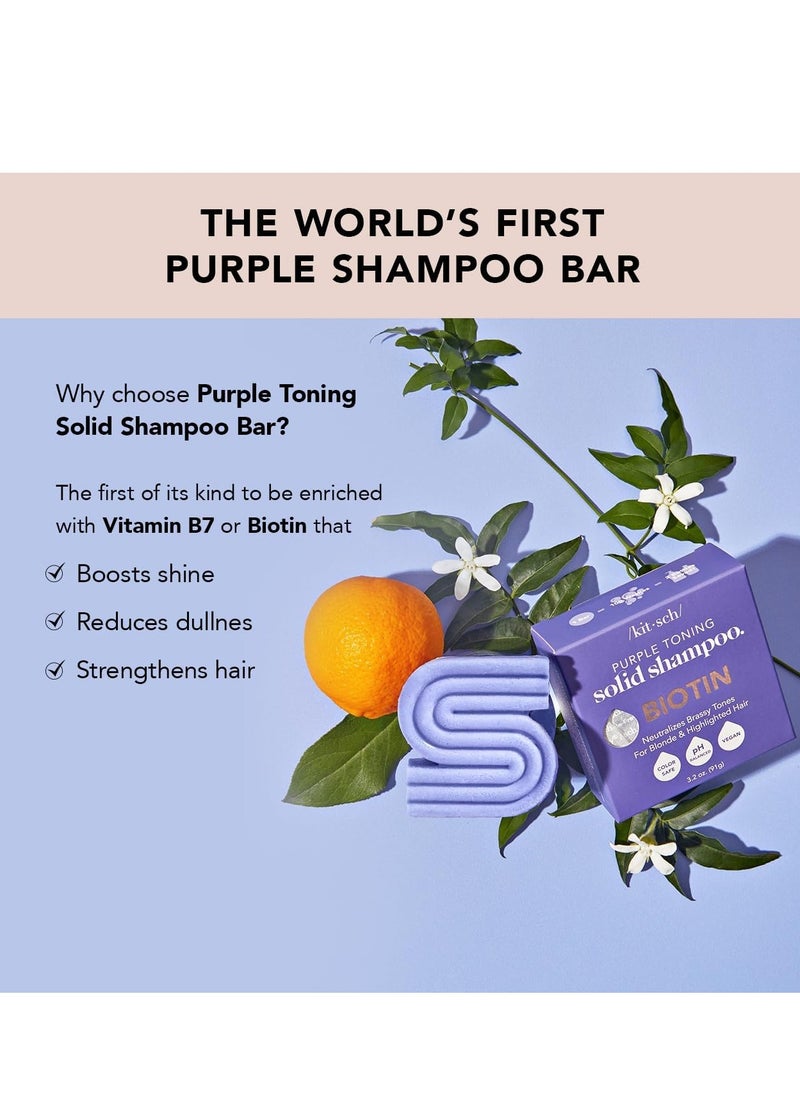 Purple Shampoo Bar for Blonde Hair Toning Purple Shampoo Bars with Biotin for Strengthening Hair and Neutralizing Brassy Tones Vegan Solid Shampoo Bar for Hair Shine Zero Waste 3 2 oz