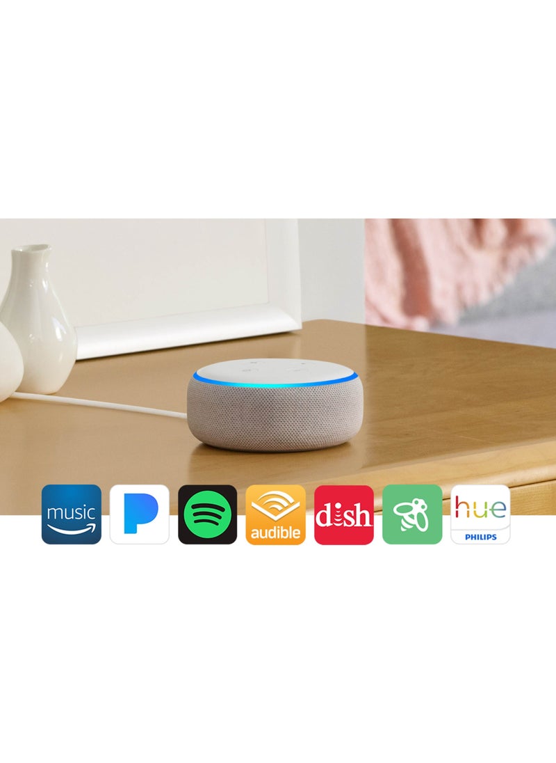 Echo Dot 3rd Gen  smart bluetooth speaker with Alexa Use your voice to control smart home devices, play Music or the Quran, & more (speaks English & Khaleeji)  White