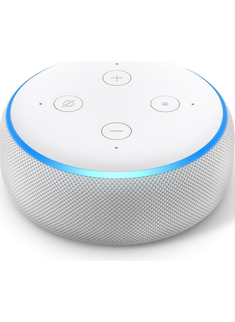 Echo Dot 3rd Gen  smart bluetooth speaker with Alexa Use your voice to control smart home devices, play Music or the Quran, & more (speaks English & Khaleeji)  White