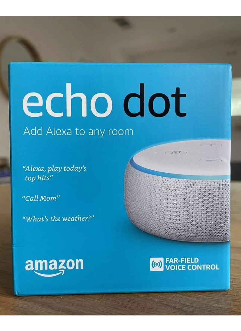 Echo Dot 3rd Gen  smart bluetooth speaker with Alexa Use your voice to control smart home devices, play Music or the Quran, & more (speaks English & Khaleeji)  White