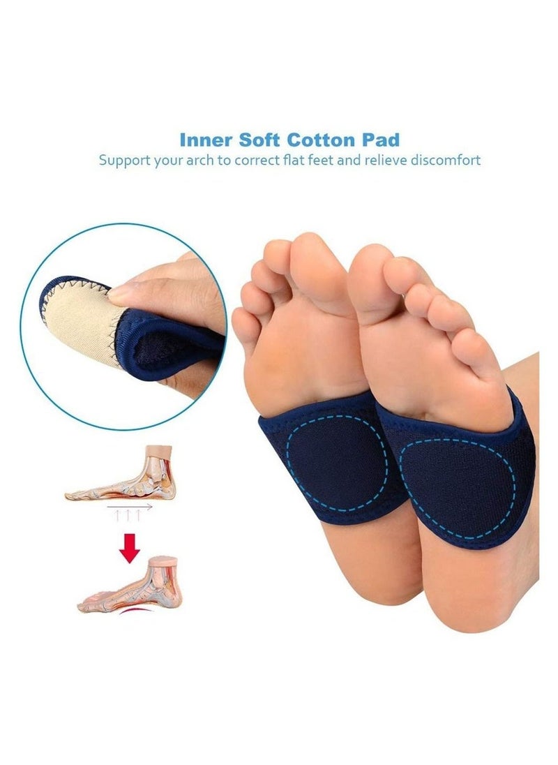 Arch Support Elastic Bandage, 2pcs Orthotic Insole Sleeves Metatarsal Pad Compression Brace Wraps, Plantar Fasciitis Flatfoot Heel Spurs Arch Pain Relief No-Slip Foot Pad