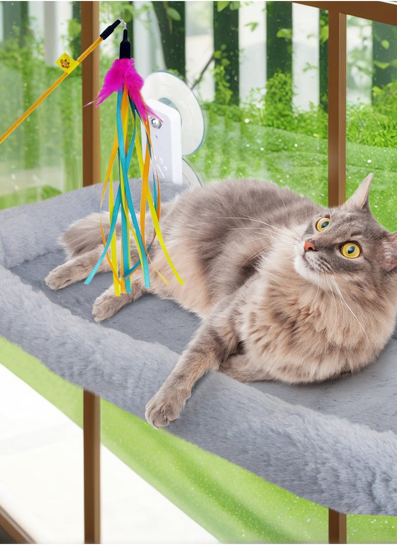 Foldable Cat Hammock for Window - Cordless, Embeded Machine Washable Padded Bed, Robust Metal Frame - Cat Window Perch for Large Cats and Kittens