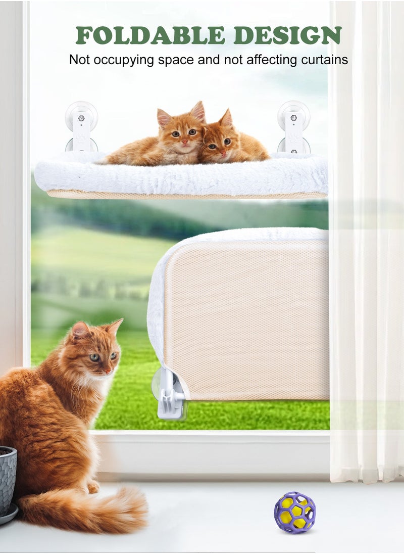 Foldable Cat Hammock for Window - Cordless, Embeded Machine Washable Padded Bed, Robust Metal Frame - Cat Window Perch for Large Cats and Kittens