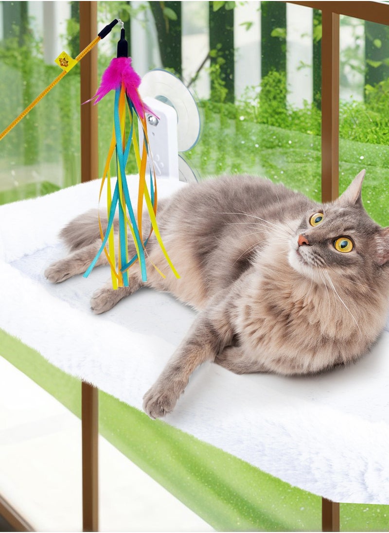 Foldable Cat Hammock for Window - Cordless, Embeded Machine Washable Padded Bed, Robust Metal Frame - Cat Window Perch for Large Cats and Kittens