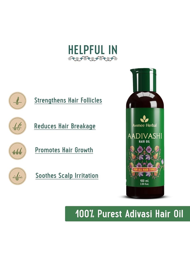 Adivasi Hair Oil For Hair Fall enhanced with Onion, Rosemary, Castor, Amla, Almond, Coconut and Bhringraj Oil, For Men and Women,100 ml