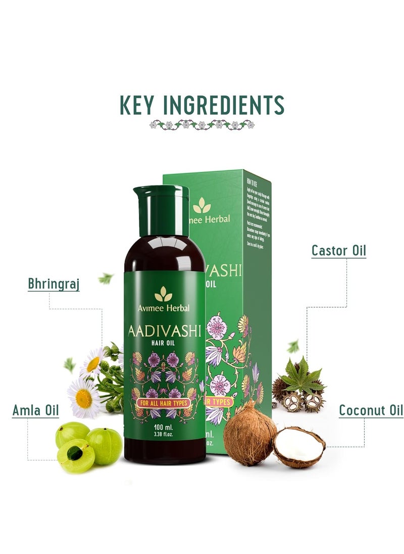 Adivasi Hair Oil For Hair Fall enhanced with Onion, Rosemary, Castor, Amla, Almond, Coconut and Bhringraj Oil, For Men and Women,100 ml