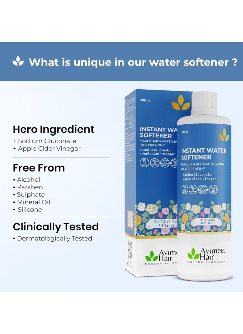 Instant Water Softener - Reduces Hair Fall and Skin Itching  - Non Toxic and 100% Safe - 500 ml