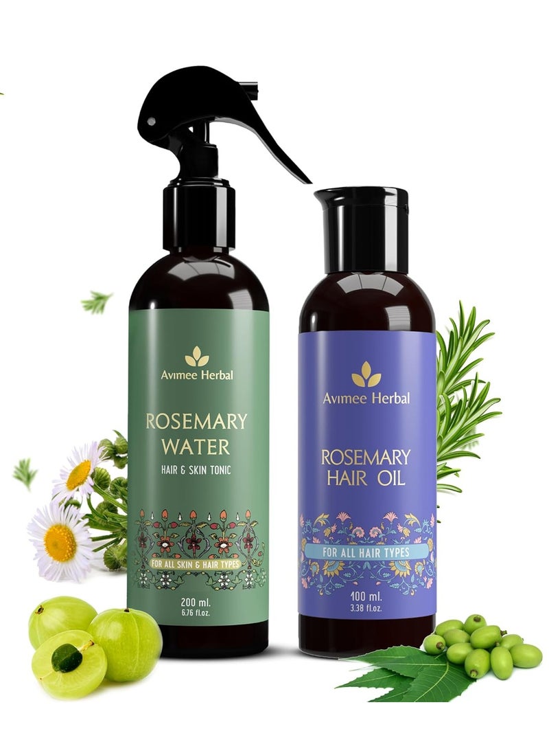 Rosemary Super Saver Combo for Hair Growth & Hair Fall - Rosemary Water (200mL) - Rosemary Oil (100mL)