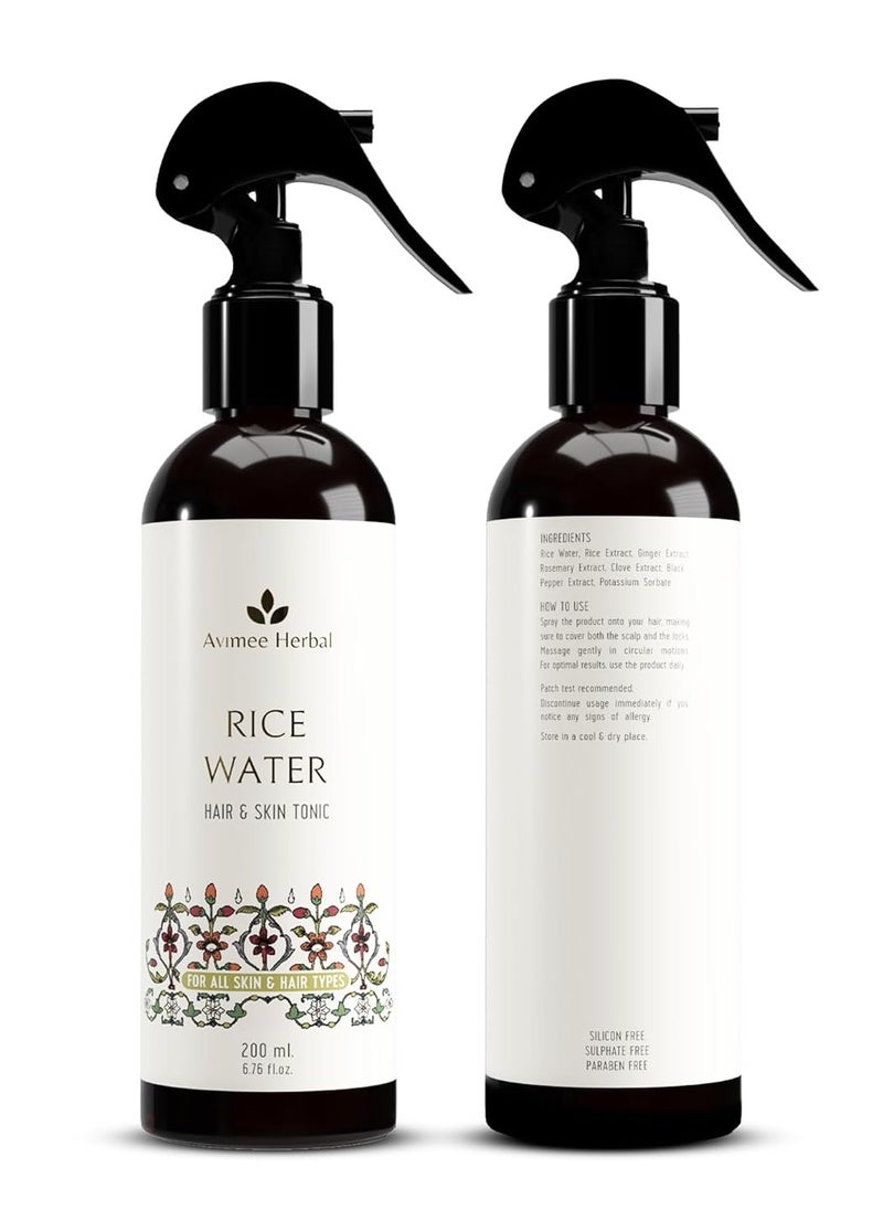 Rice Water Hair and Skin Spray - Adds Shine and Helps Reduce Hair fall - For Men and Women - 200 ml