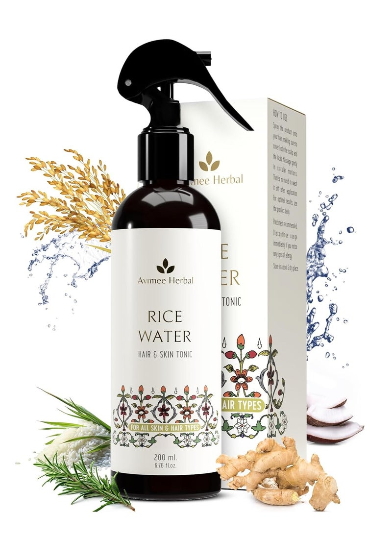 Rice Water Hair and Skin Spray - Adds Shine and Helps Reduce Hair fall - For Men and Women - 200 ml