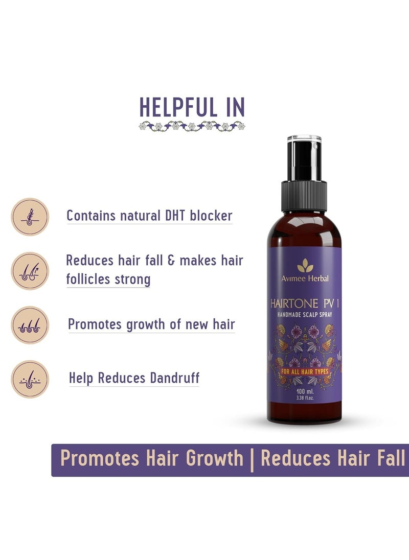 Hair Fall Kit - Keshpallav Hair Oil (100ml) , Shakuntala Hair Cleanser (200ml) and Hairtone PV1 Scalp Spray (100ml) - Hair Nourishment and Care Combo