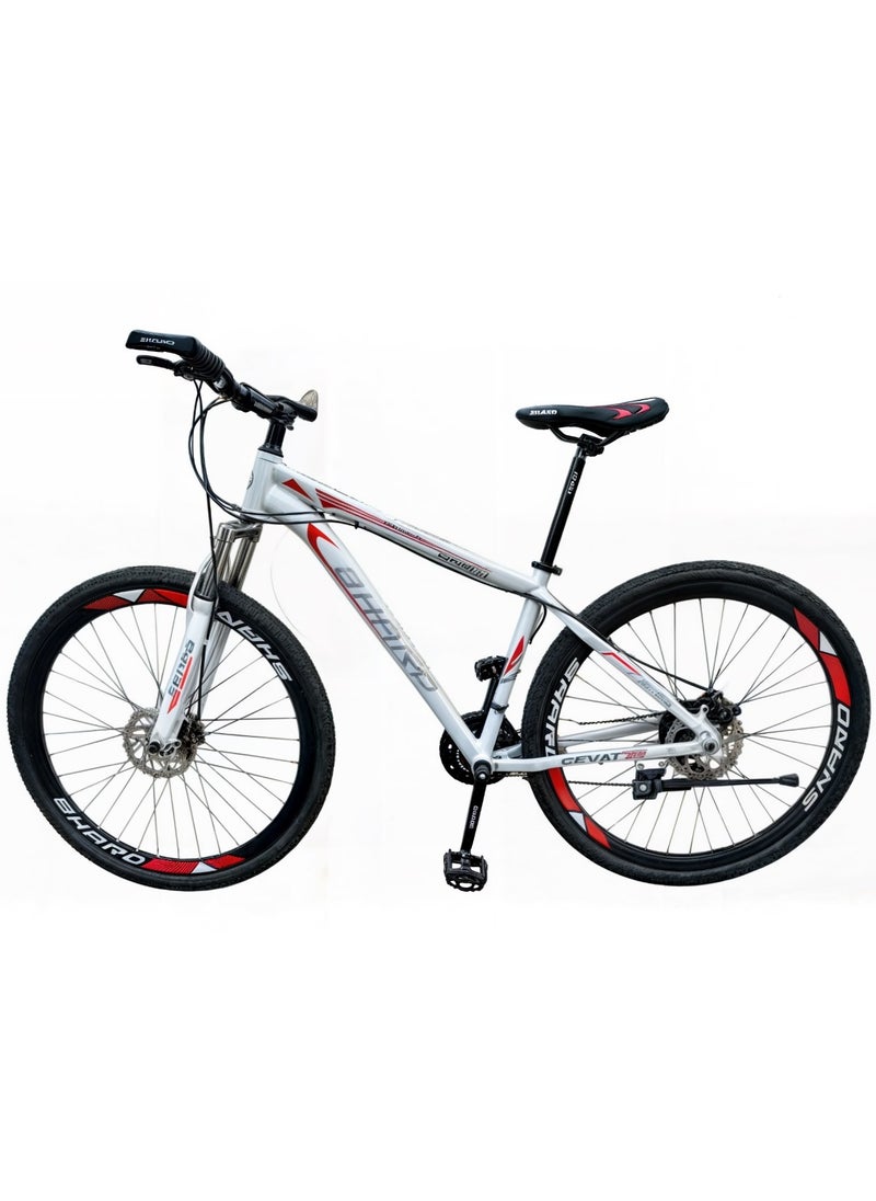 Mountain bike for Men and Women, 26 inches, 24 speed, Lightweight Aluminium Alloy Frame, Front and Rear Disc Brakes, Front Suspension, White