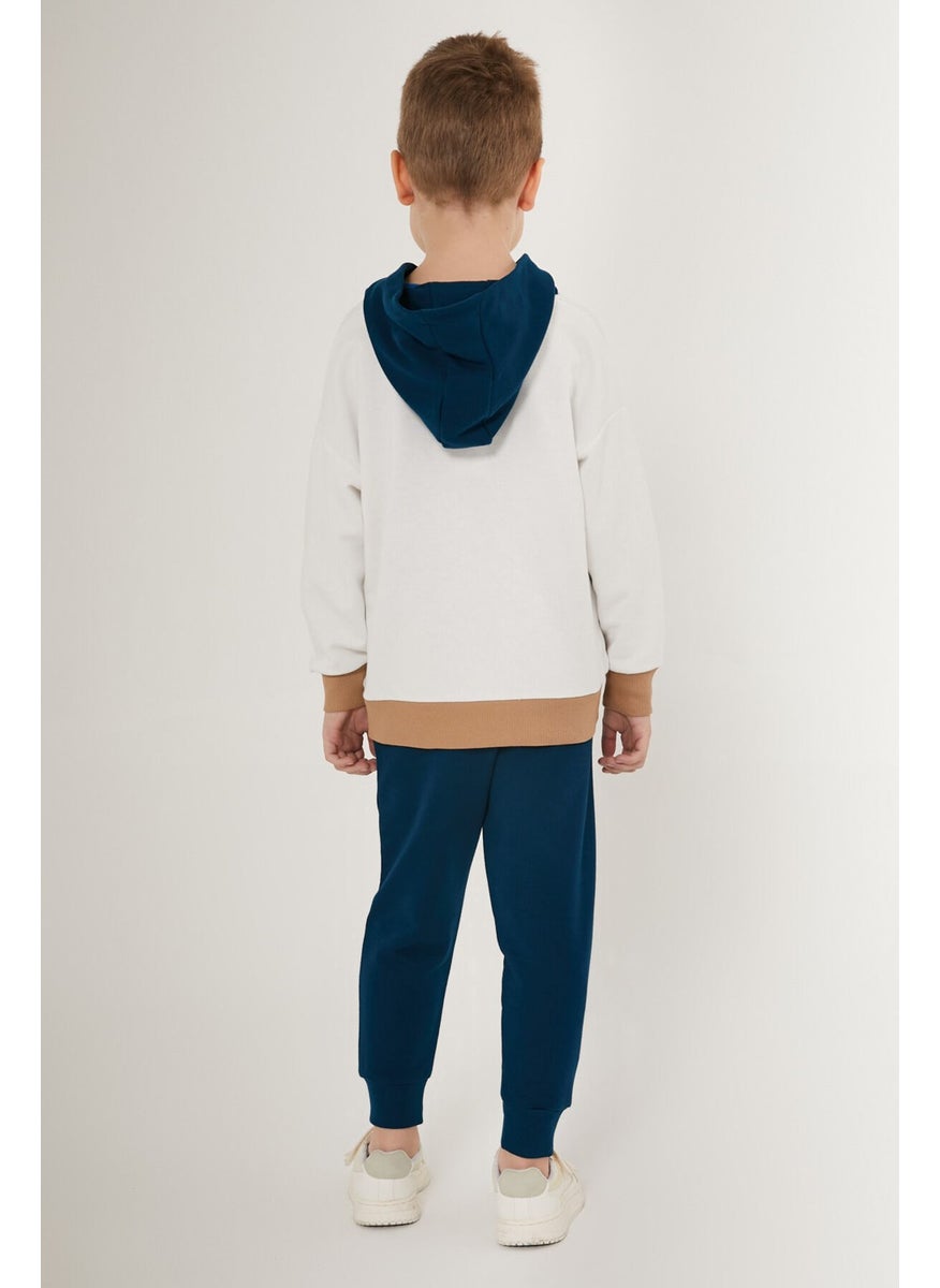 Hooray White Brown Boy's Tracksuit Set