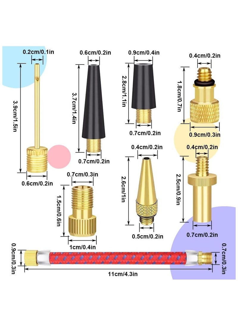 Bike Valve Adapter Set, 30pcs Bicycle Pump Air Valve Converter, Bike Inner Tube Patch Kits, Bike Tire Valve Adapters, Ball Pump Needle Nozzle Inflator Kit for Bike Tire, Gym Ball, Inflatable Toy