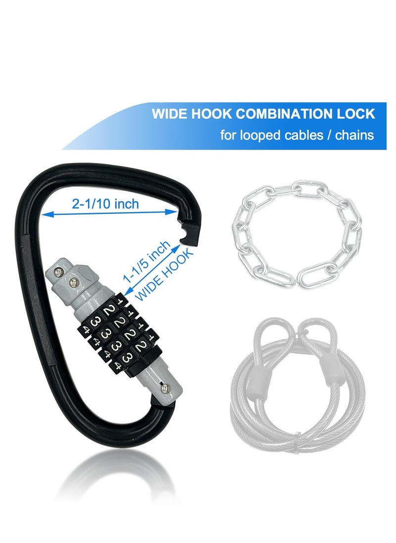 Bike Lock Heavy Duty Combination Lock with 4-Digit Code Anti Theft Bicycle Lock Chain D-Shaped Code Lock for Looped Bike Security Cable Lock Helmetlok Outdoor Fence Travel Case Black