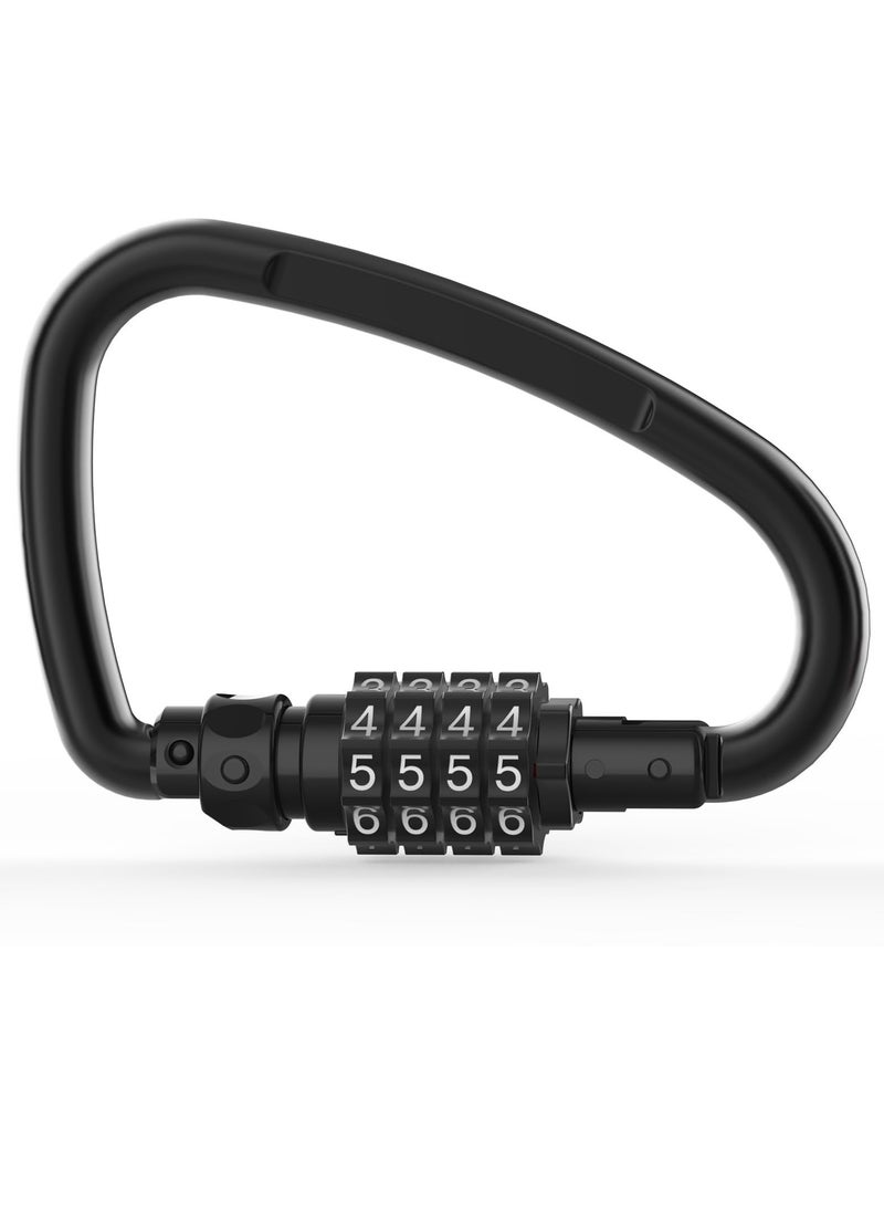 Bike Lock Heavy Duty Combination Lock with 4-Digit Code Anti Theft Bicycle Lock Chain D-Shaped Code Lock for Looped Bike Security Cable Lock Helmetlok Outdoor Fence Travel Case Black