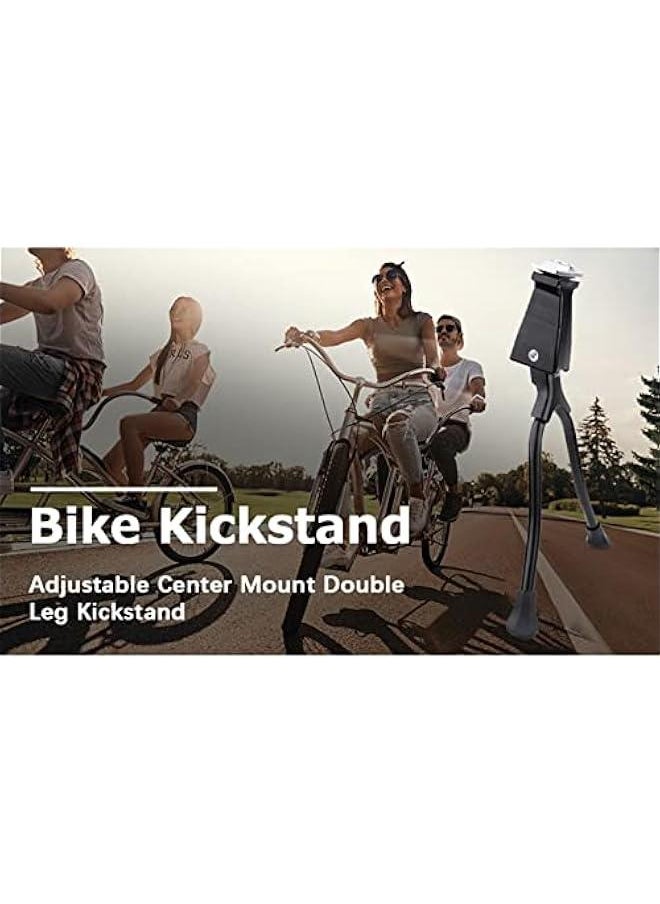 Center Mount Double Leg Bikes Kickstand, Adjust Practical Mountain Bikes Foot Stand for 26 inches and Wheel Mountain Bikes, Road Bikes, Adult Bikes, Sports Bikes, Center Mount Double Leg Bikes