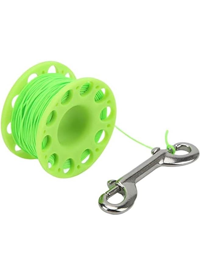 100FT Big Finger Spool Dive Reel , Aluminum Alloy Wreck Cave Finger Spool with Double Ended Snap bolts for Underwater Scuba Diving Snorkeling(Green)